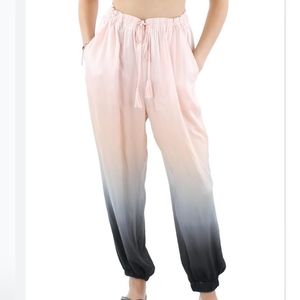 Silk lounge pants. "Neutral" color pink & gray ombre. 100% silk